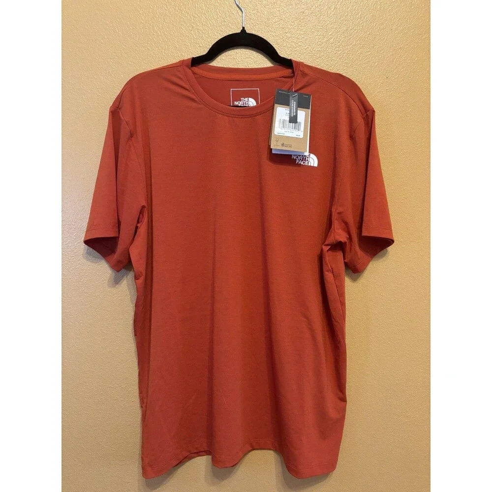 The North Face Men's L Wander Sun Tee Shirt Orange UPF40 NWT Hiking Pullover